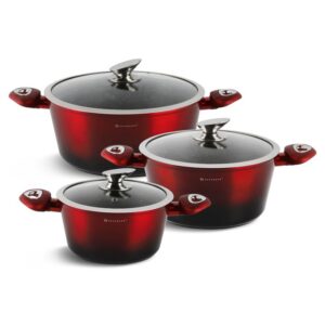 EDENBERG 6pcs Redish Black Cookware Set